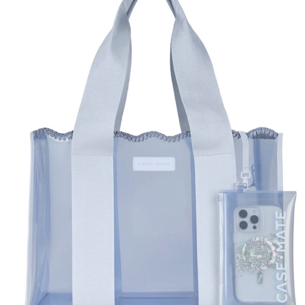 NWT Case-mate jelly tote bag in carolina blue crochet wave